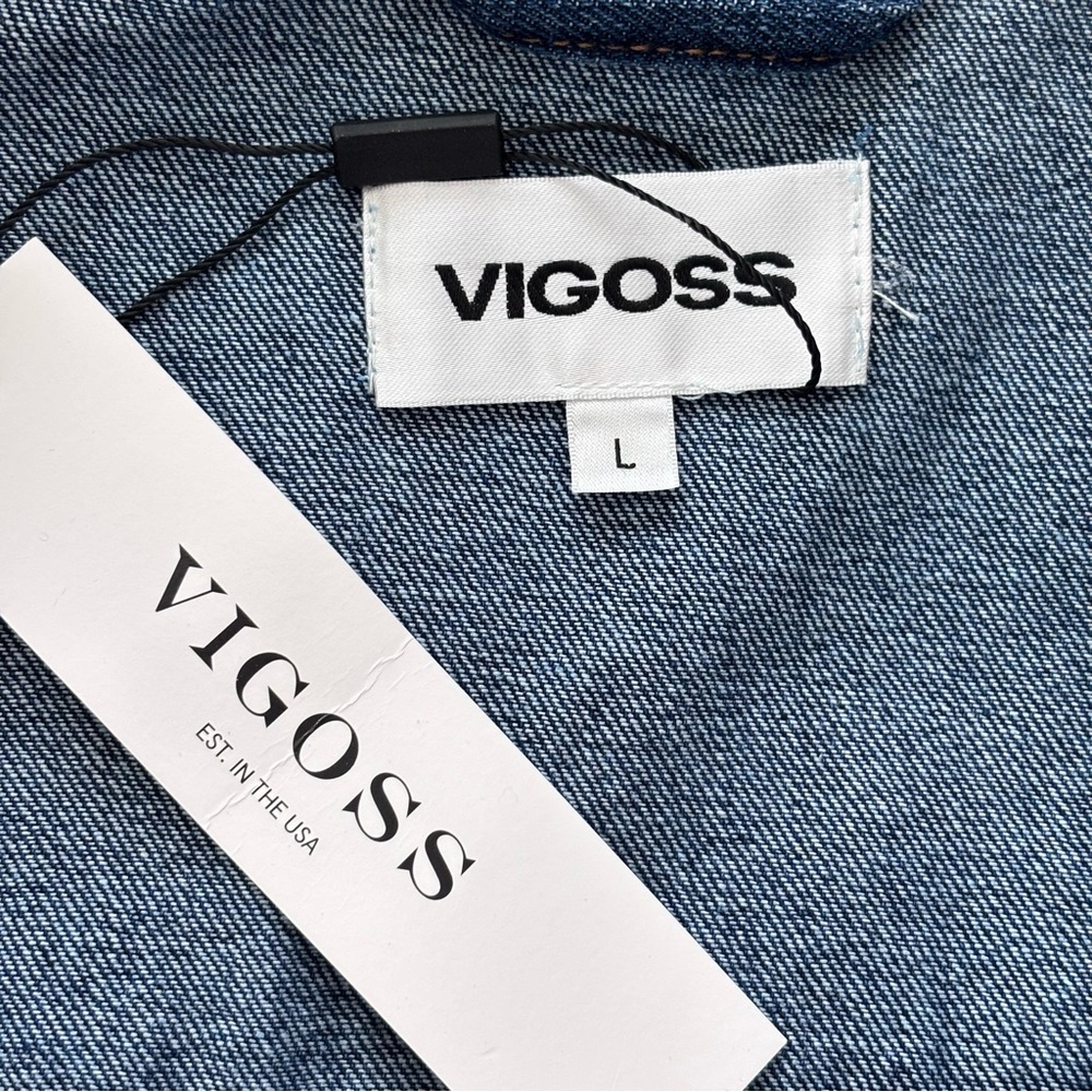 VIGOSS Oversized Denim Barn Jacket with Corduroy Collar--NWT--L - Picture 6 of 16